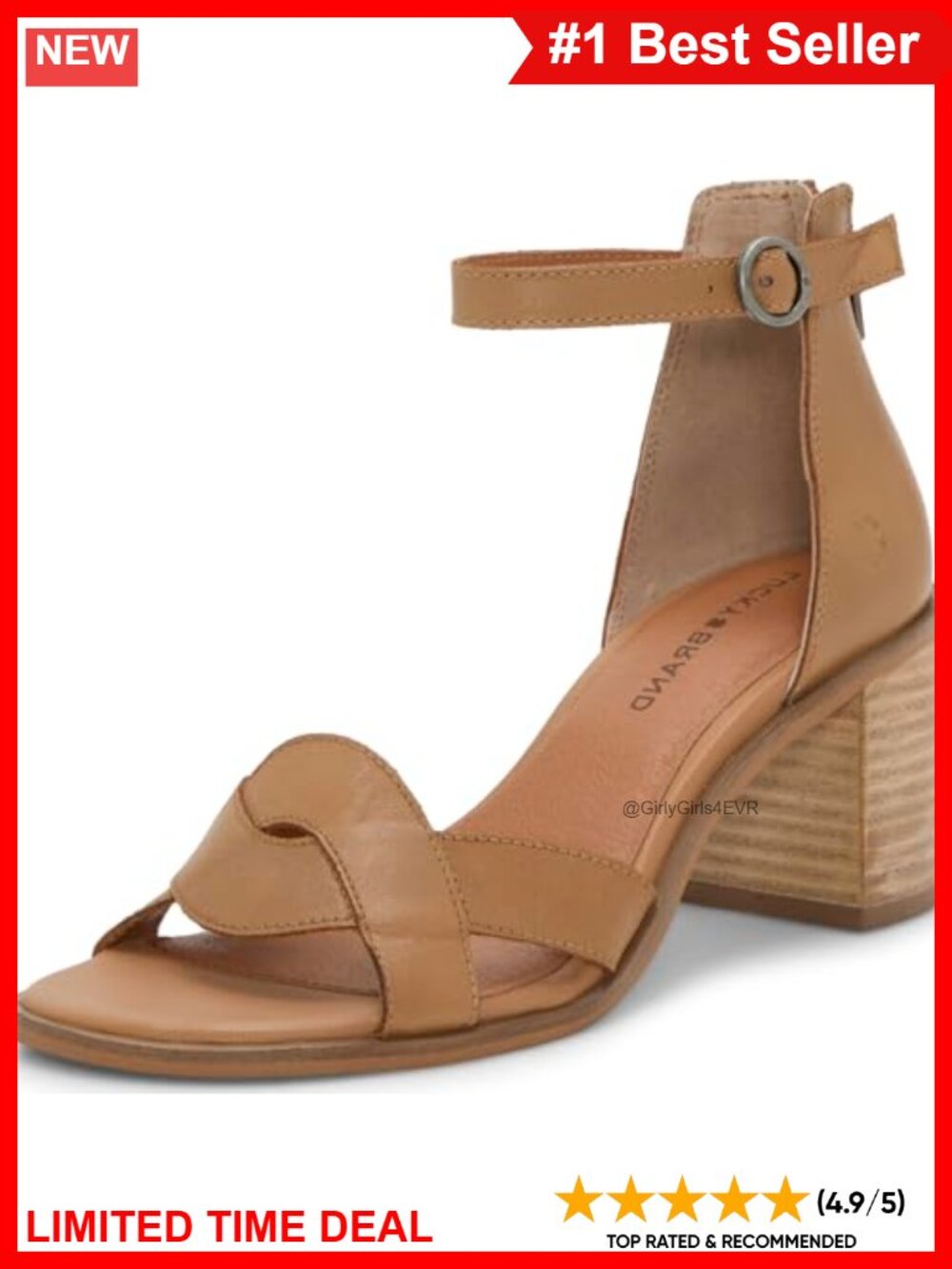 Leather Ankle Strap Block Heeled Sandals Open Toe Buckle Casual Wedding